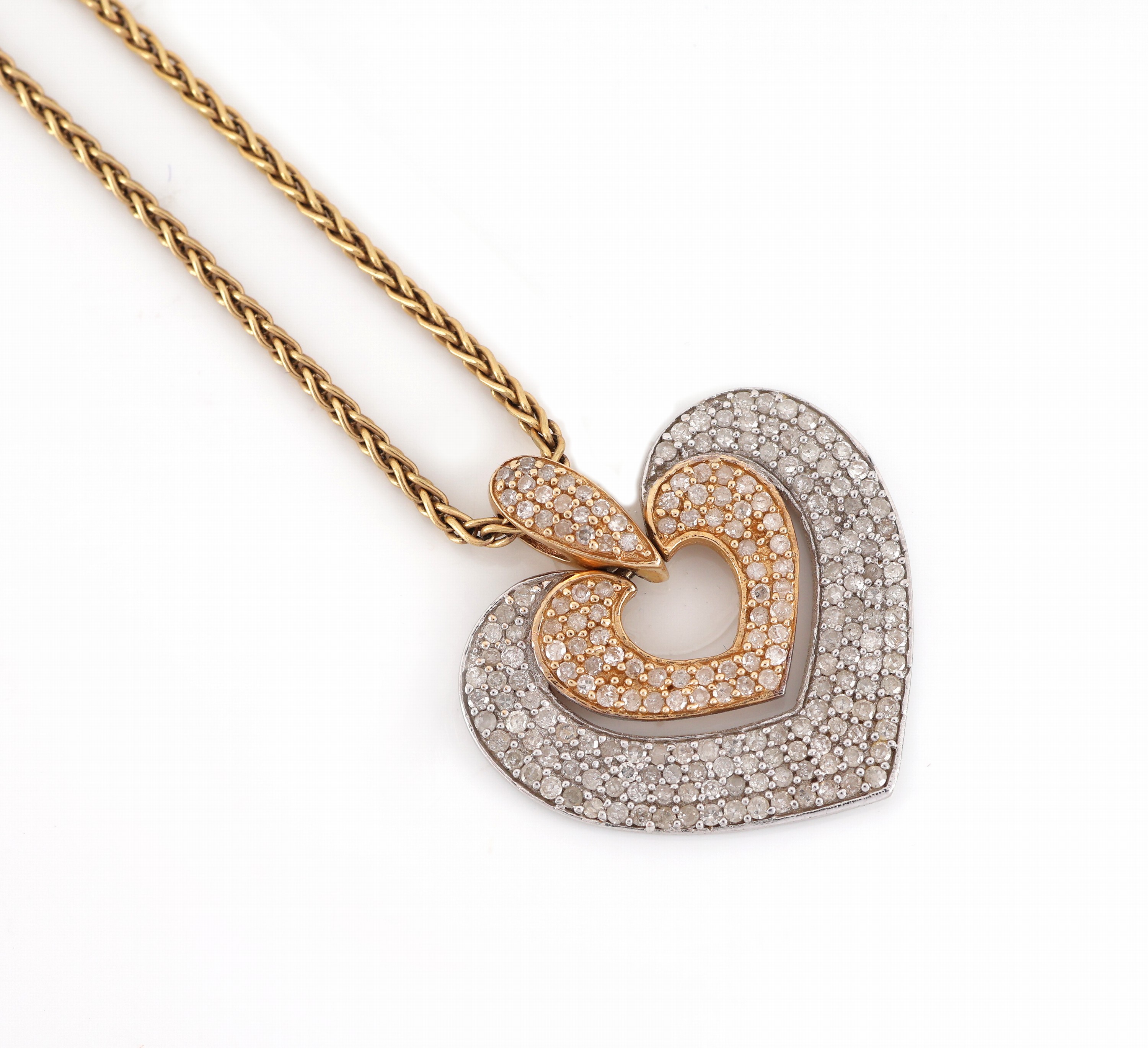 Detail a: 14 kt Gold Diamant-Herzanhänger, GG/WG 585/000, 8/8-Diamanten zus. ca. 1.10 ct, an Kette, GG 333/000, L. ca. 42 cm, Karabinerschließe, ca. 6.7 g