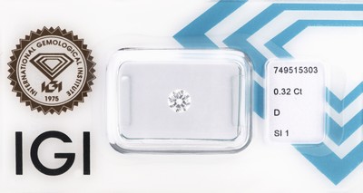 Image Loser Brillant, 0.32 ct hochfeines Weiß (D)/ si1, eingeschweißt, IGI-Expertise ...