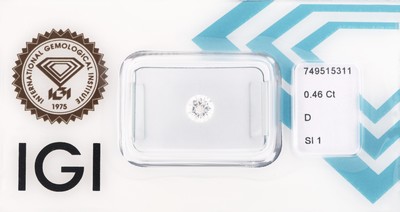 Image Loser Brillant, 0.46 ct hochfeines Weiß (D)/ si1, eingeschweißt, IGI-Expertise ...