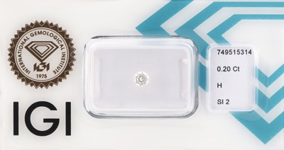 Image Loser Brillant, 0.20 ct Weiß(H)/si2, eingeschweißt, IGI-Expertise Schätzpreis: 250, - ...