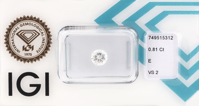 Image Loser Brillant, 0.81 ct hochfeines Weiß(E)/vs2, eingeschweißt, IGI-Expertise ...