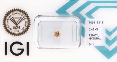 Image Loser Brillant, 0.48 ct Natural Fancy Light Yellowish Brown/si1, eingeschweißt, IGI ...