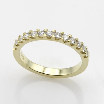 27049386a - Memoryring mit Brillanten, GG 585/000, Schiene zur Hälfte bes. m. Brill. zus. ca. 0.50 ...