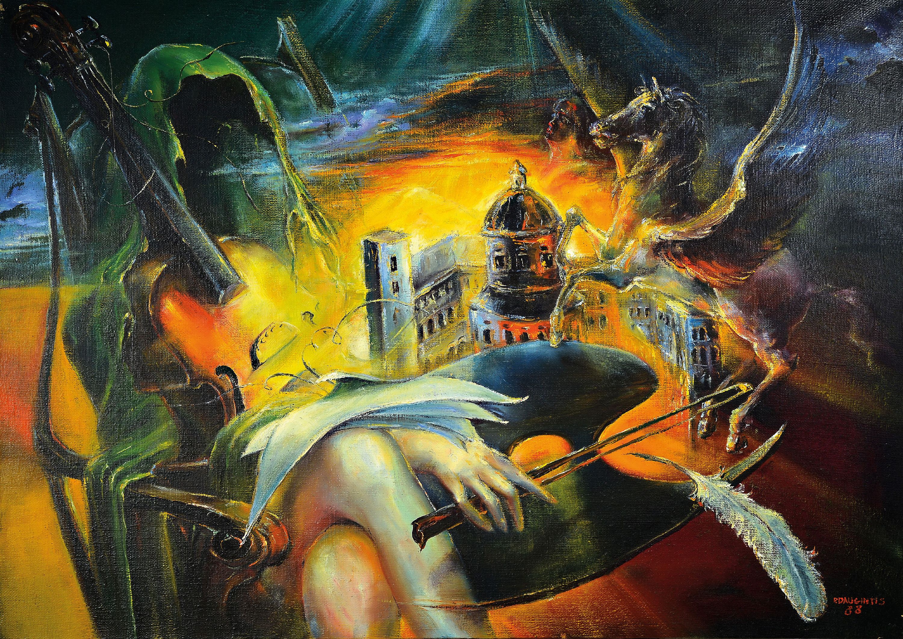 Image 27049413 - Rimantas Dauginitis, 1944 Baubliai-1990 Budapest, surrealistische Komposition, rechts ...