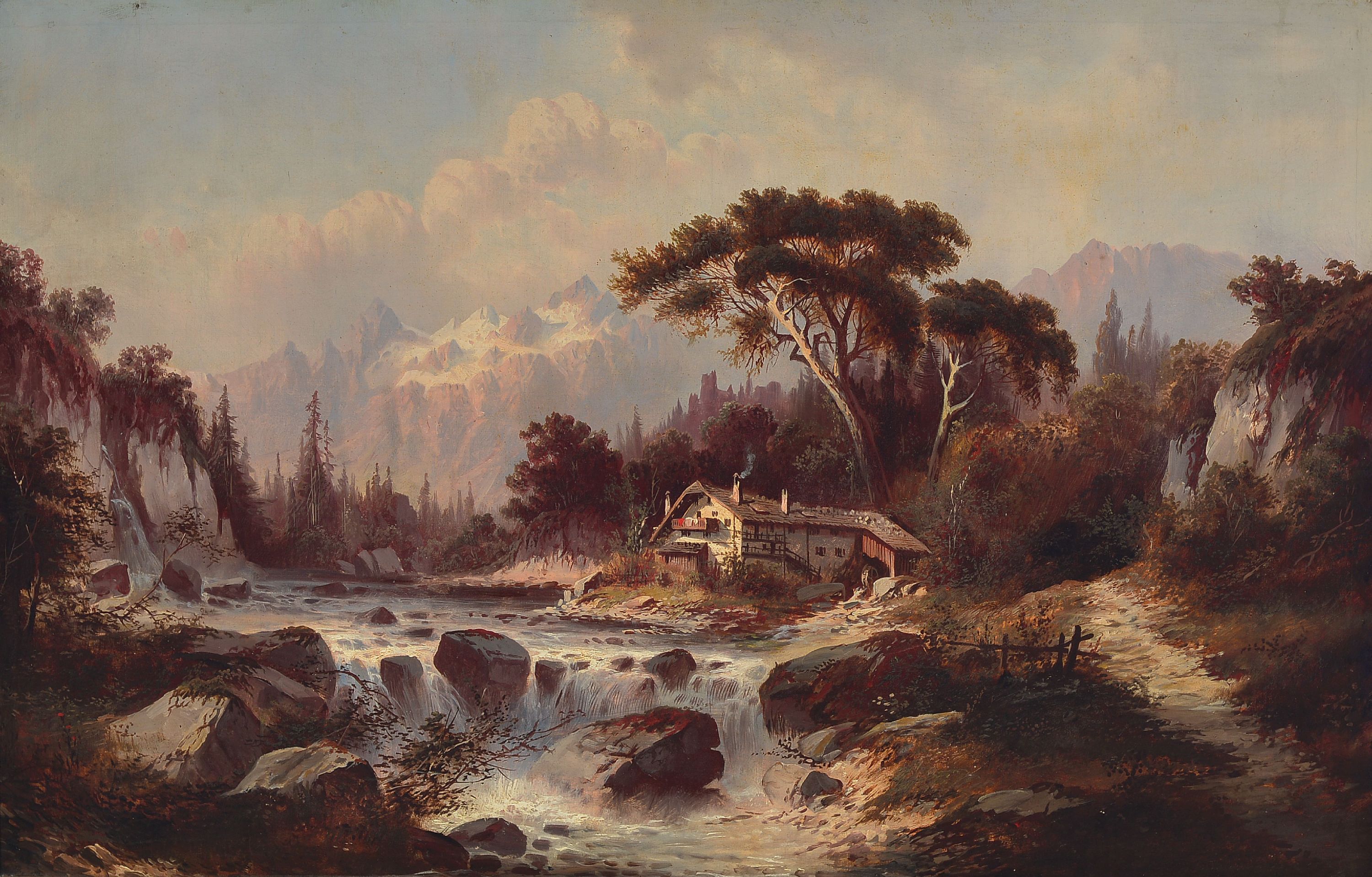 Image 27049418 - Unbekannter Künstler des fortgeschrittenen 19 .Jh., 2 Pendants: Voralpenlandschaften, ...