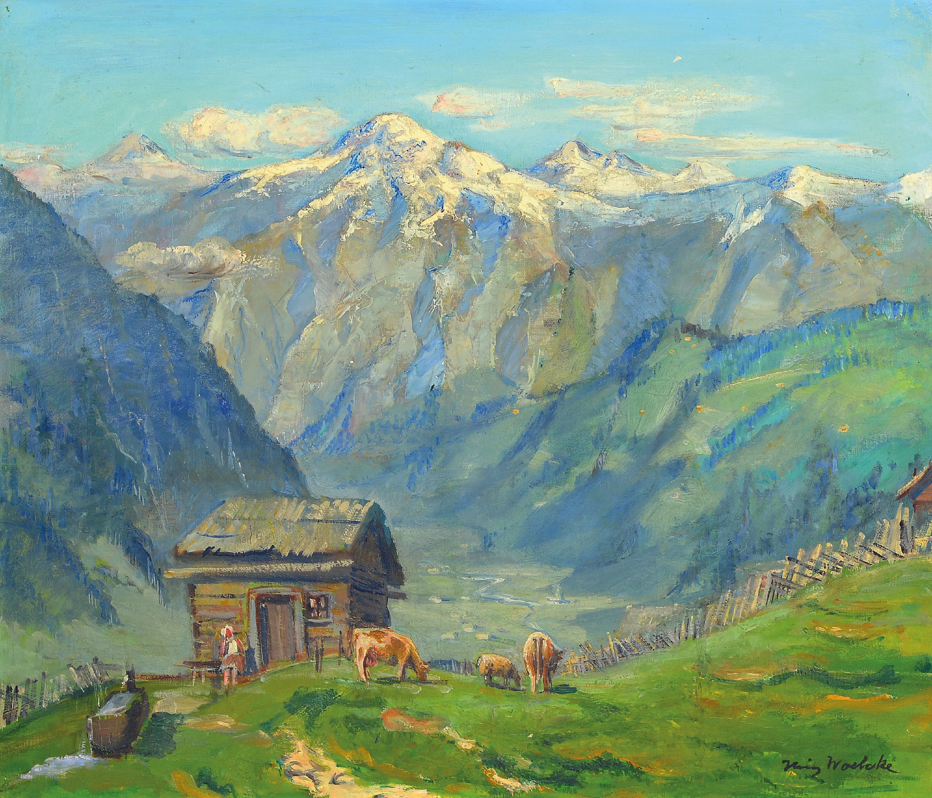 Image 27049442 - Heinz Woelcke, 1888 Frankfurt-1963, Alpenlandschaft, rechts unten signiert, Öl/Lwd, ...