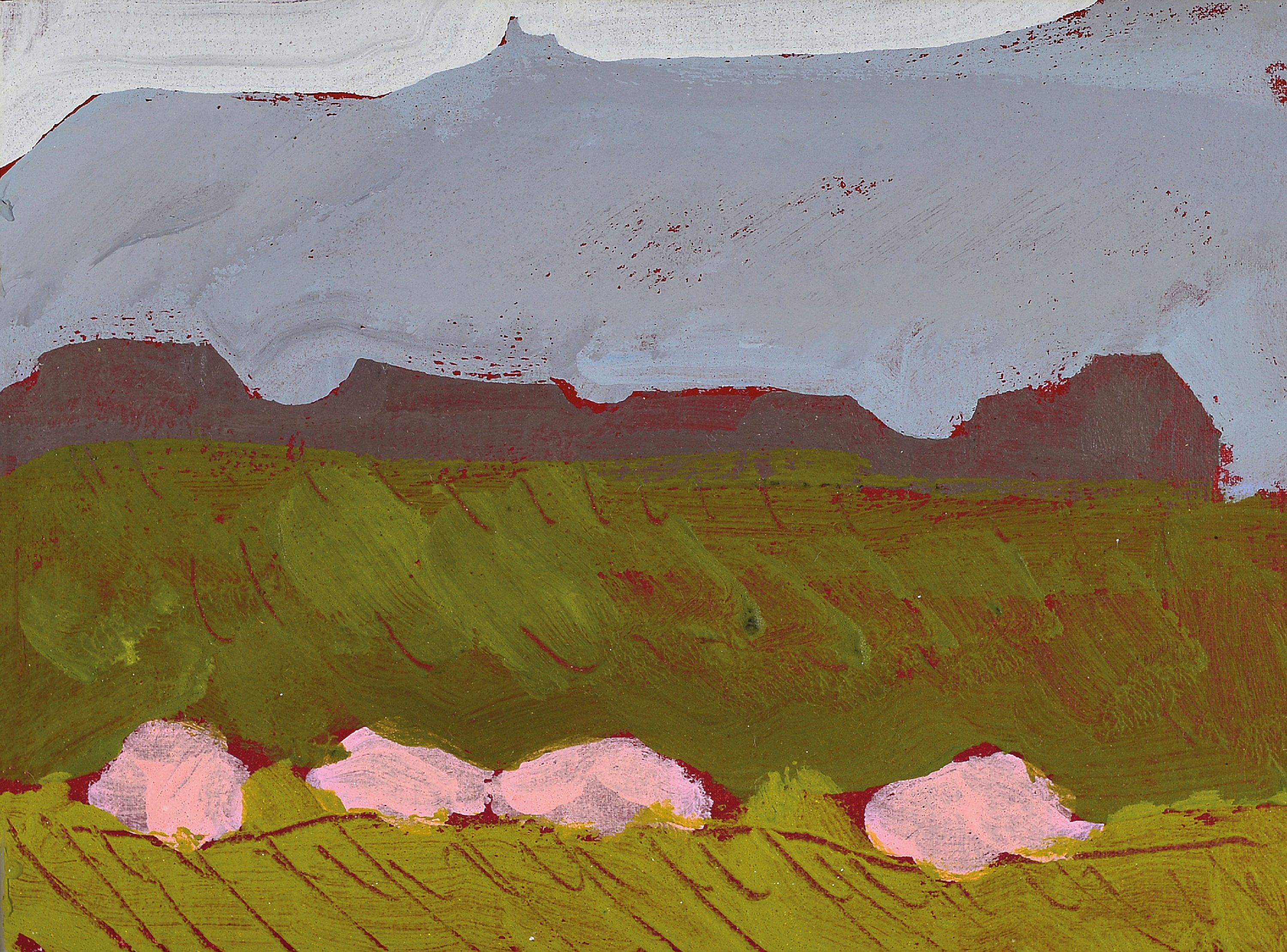 Detail b: Albert Borchardt, geb. 1961 Hitzhof/Siegkreis , 3 Ölstudien auf Malplatte, Kulturlandschaften, je verso signiert, 18x24 cm, Rahmen 23x30/28x34 cm; ...