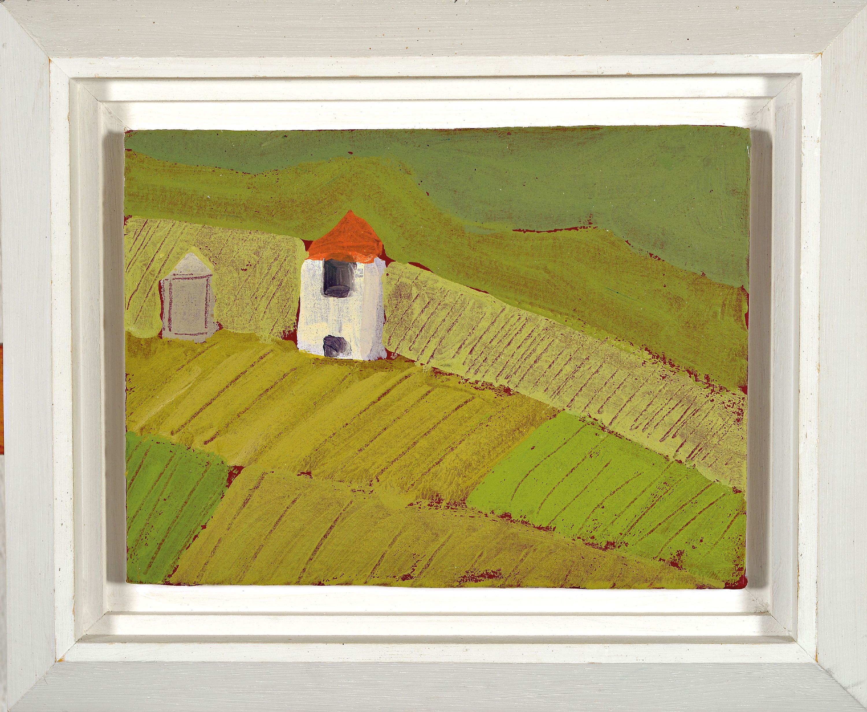 Detail k: Albert Borchardt, geb. 1961 Hitzhof/Siegkreis , 3 Ölstudien auf Malplatte, Kulturlandschaften, je verso signiert, 18x24 cm, Rahmen 28x34 cm; ...