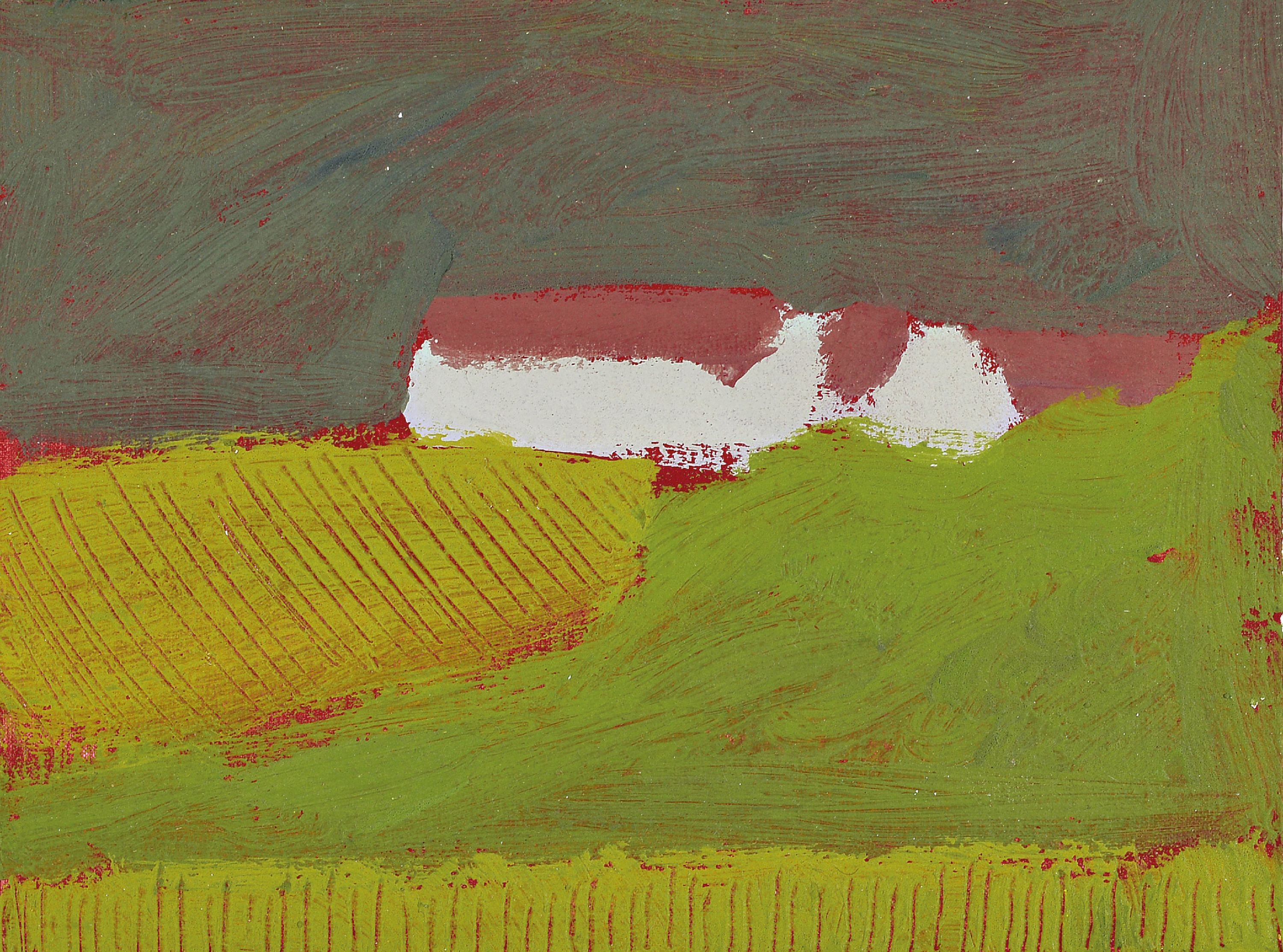 Detail b: Albert Borchardt, geb. 1961 Hitzhof/Siegkreis , 3 Ölstudien auf Malplatte, Kulturlandschaften, je verso signiert, 18x24 cm, Rahmen 23x30/28x34 cm; ...
