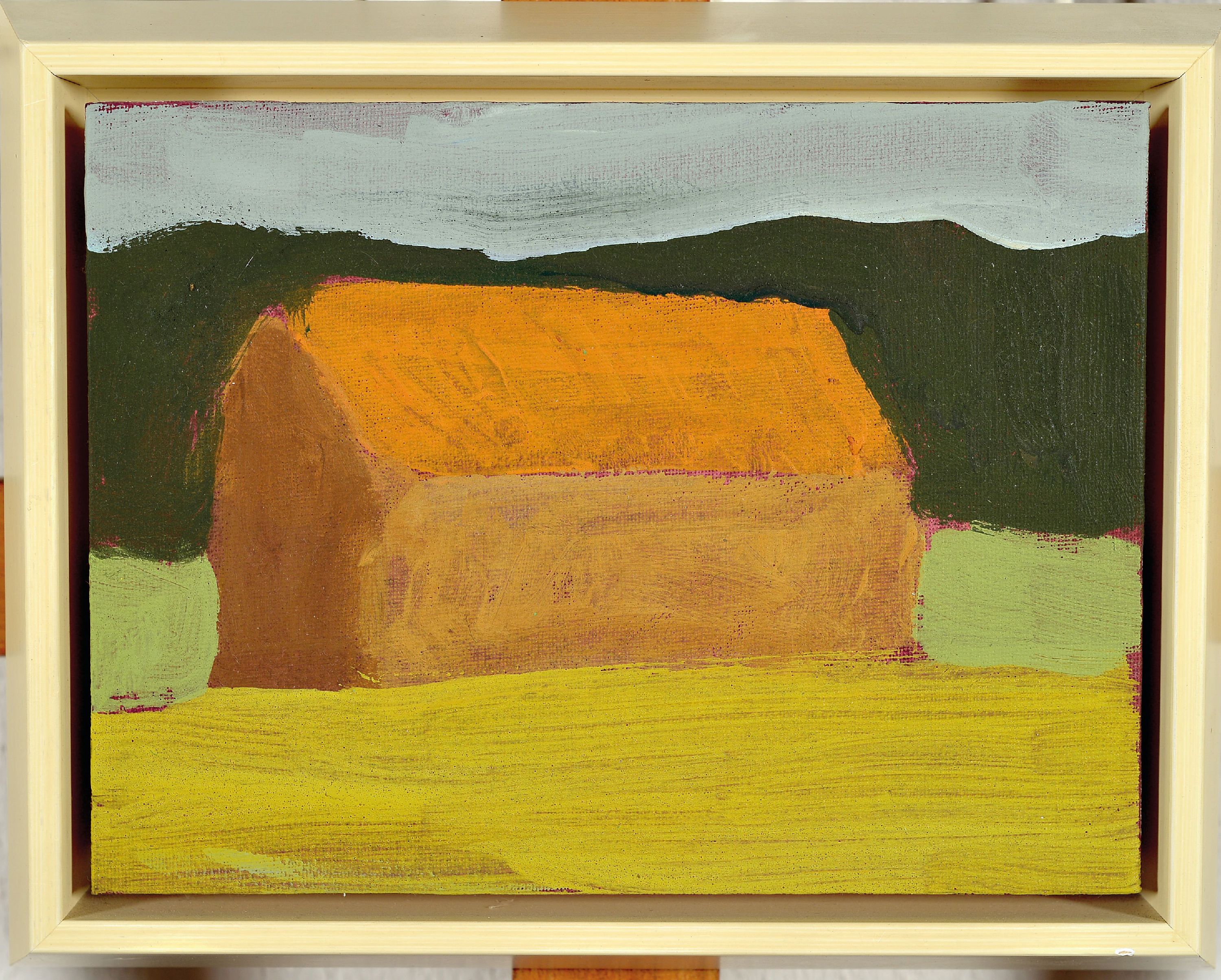 Detail l: Albert Borchardt, geb. 1961 Hitzhof/Siegkreis , 3 Ölstudien auf Malplatte, Kulturlandschaften, je verso signiert, 18x24 cm, Rahmen 23x30/28x34 cm; ...