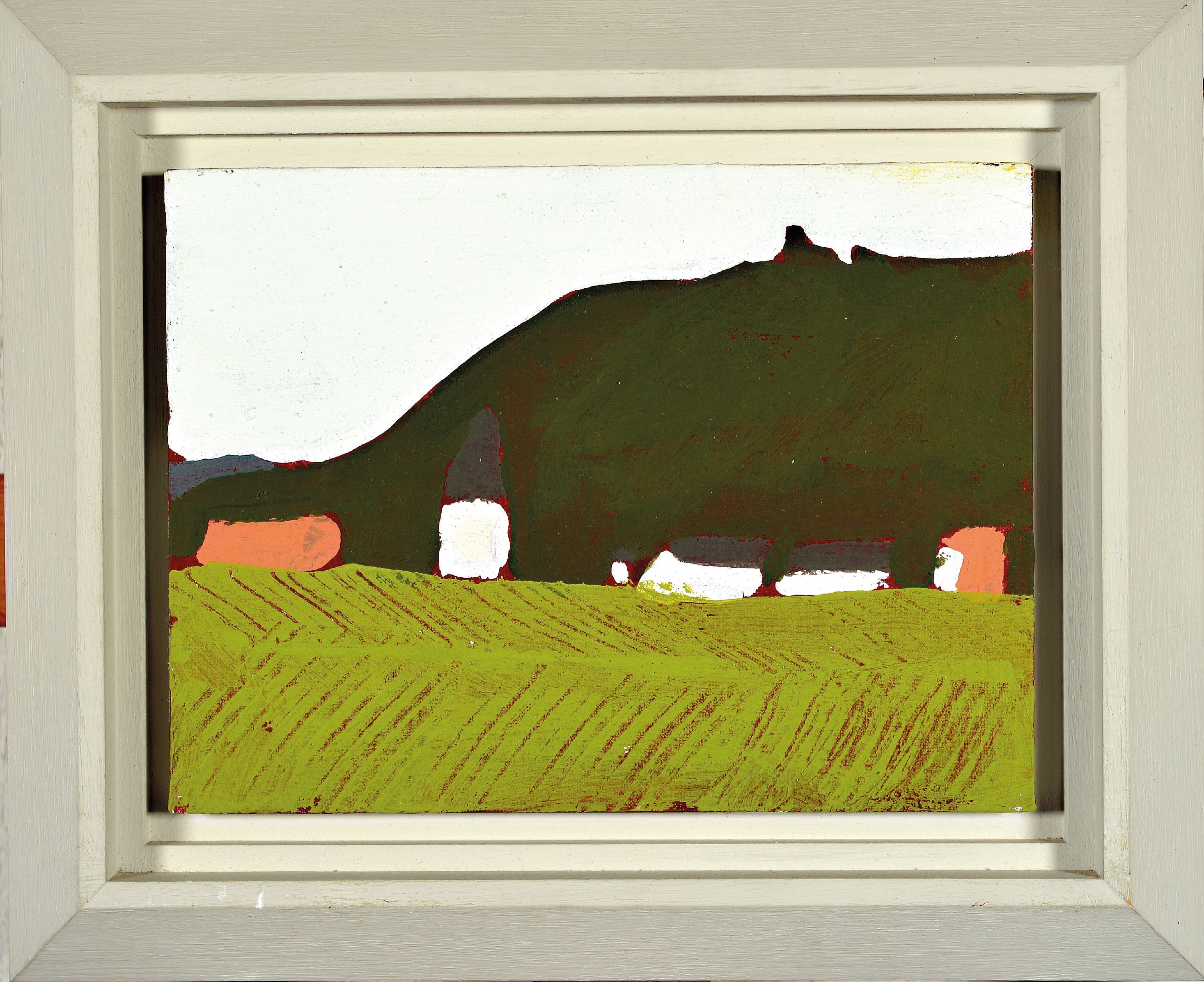 Detail k: Albert Borchardt, geb. 1961 Hitzhof/Siegkreis , 2 Ölstudien auf Malplatte, Kulturlandschaft und Ansicht Hambacher Schloss, je verso signiert, 18x24 ...