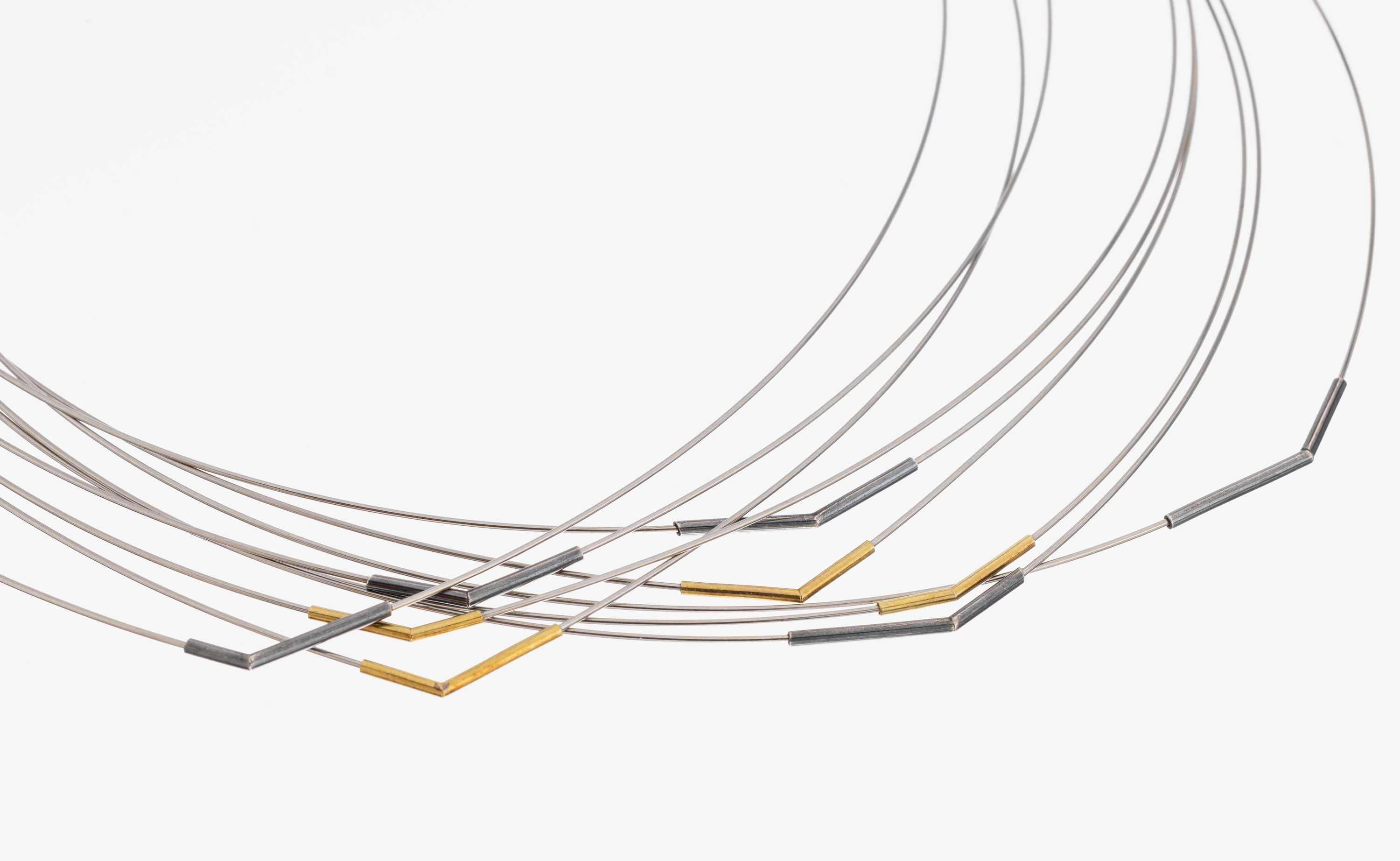 Image 27049490 - 9-tlg. Designer-Halsreif, 9 einzelne Reife,endlos, D. ca. 18.2 cm, 4 Reife mit GG ...