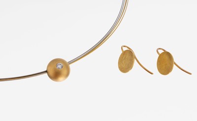 Image 18 kt Gold Brillant-Kugelanhänger, GG 750/000, Brillant ca. 0.23 ct (grav.) feines ...