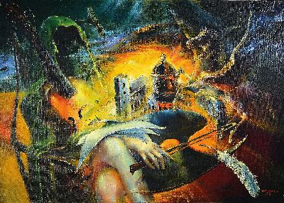 27049413k - Rimantas Dauginitis, 1944 Baubliai-1990 Budapest, surrealistische Komposition, rechts ...