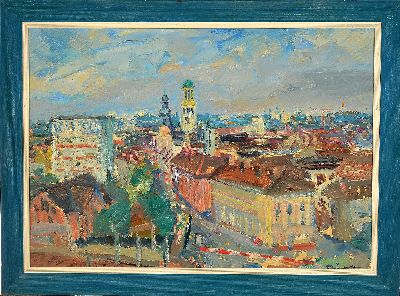 27049439k - Rigo Schmitt, 1927 Hirschhorn am Neckar-1988 Reichelsheim, Panorama eines süddeutschen ...