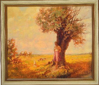 27049441k - Armin Wurm, 1880-1949 München, ´Hirtenmädchen mit Ziegen´, 1930er-Jahre, links unten ...