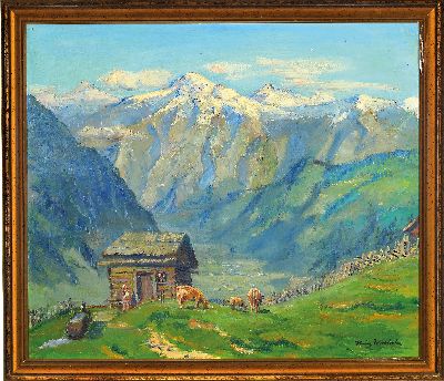 27049442k - Heinz Woelcke, 1888 Frankfurt-1963, Alpenlandschaft, rechts unten signiert, Öl/Lwd, ...