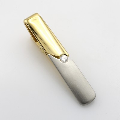 Image Krawattenklammer mit Brillant, GG/WG 750/000, WG-Teil matt., Brill. ca. 0.15 ct feines ...