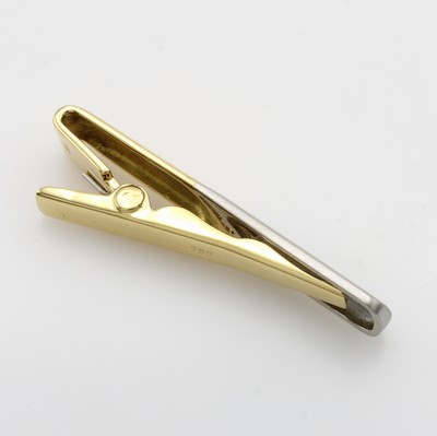 27049474a - Krawattenklammer mit Brillant, GG/WG 750/000, WG-Teil matt., Brill. ca. 0.15 ct feines ...