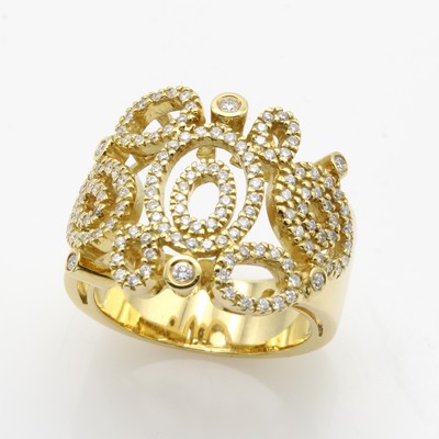 27049475a - Ring mit Brillanten, GG 750/000, ovale Ornamente bes. m. Brill. zus. ca. 0.70 ct ...
