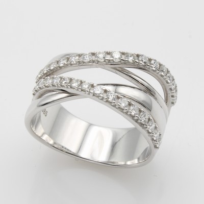 27049479a - Ring mit Brillanten, WG 585/000, Brill. in 2 Reihen gef. zus. ca. 0.60 ct Weiß/si, ...