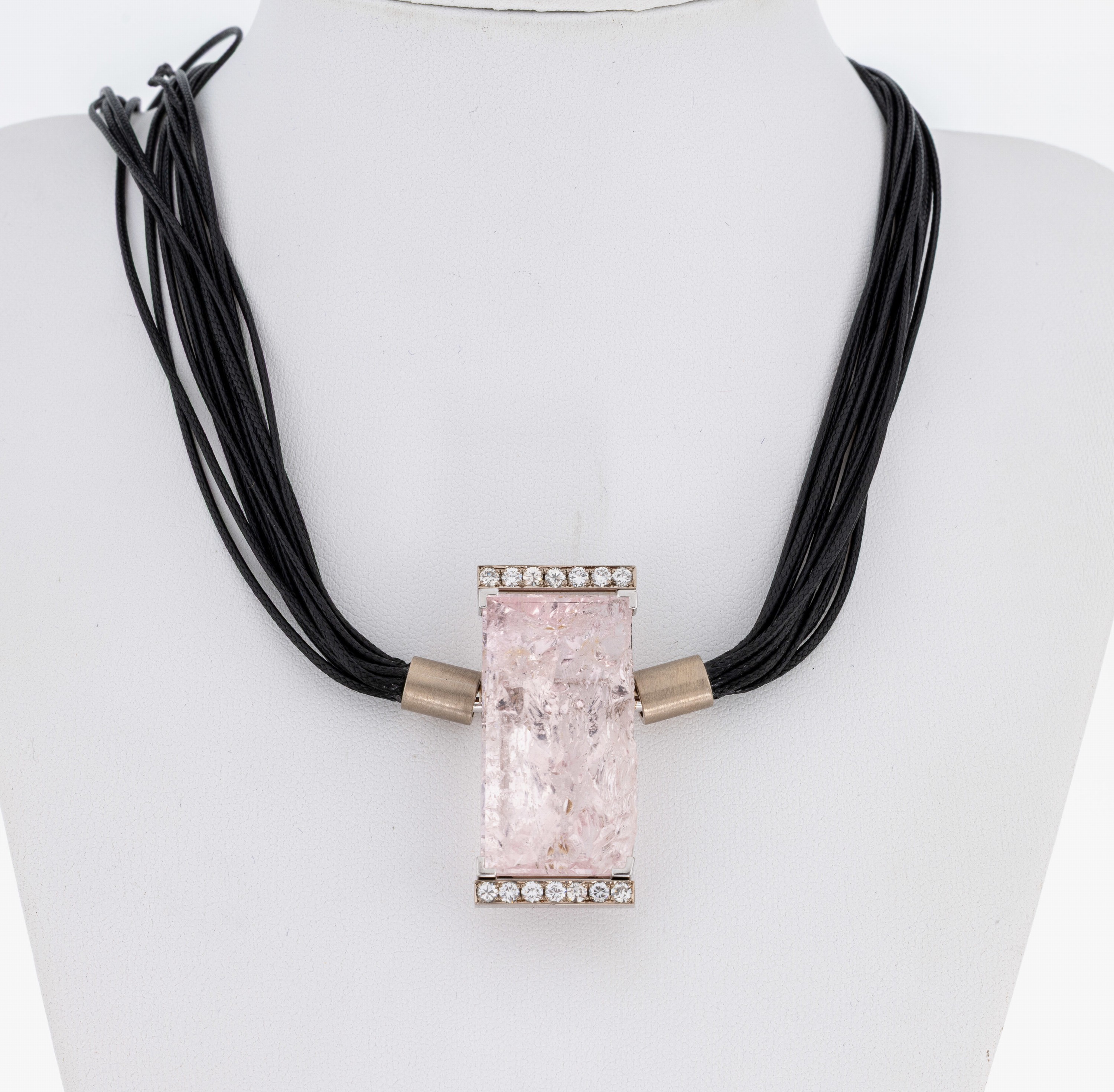 Image 27049525 - 18 kt Gold Morganit-Brillant-Wechselschließe, WG 750/000, facett. und rohbelassener ...