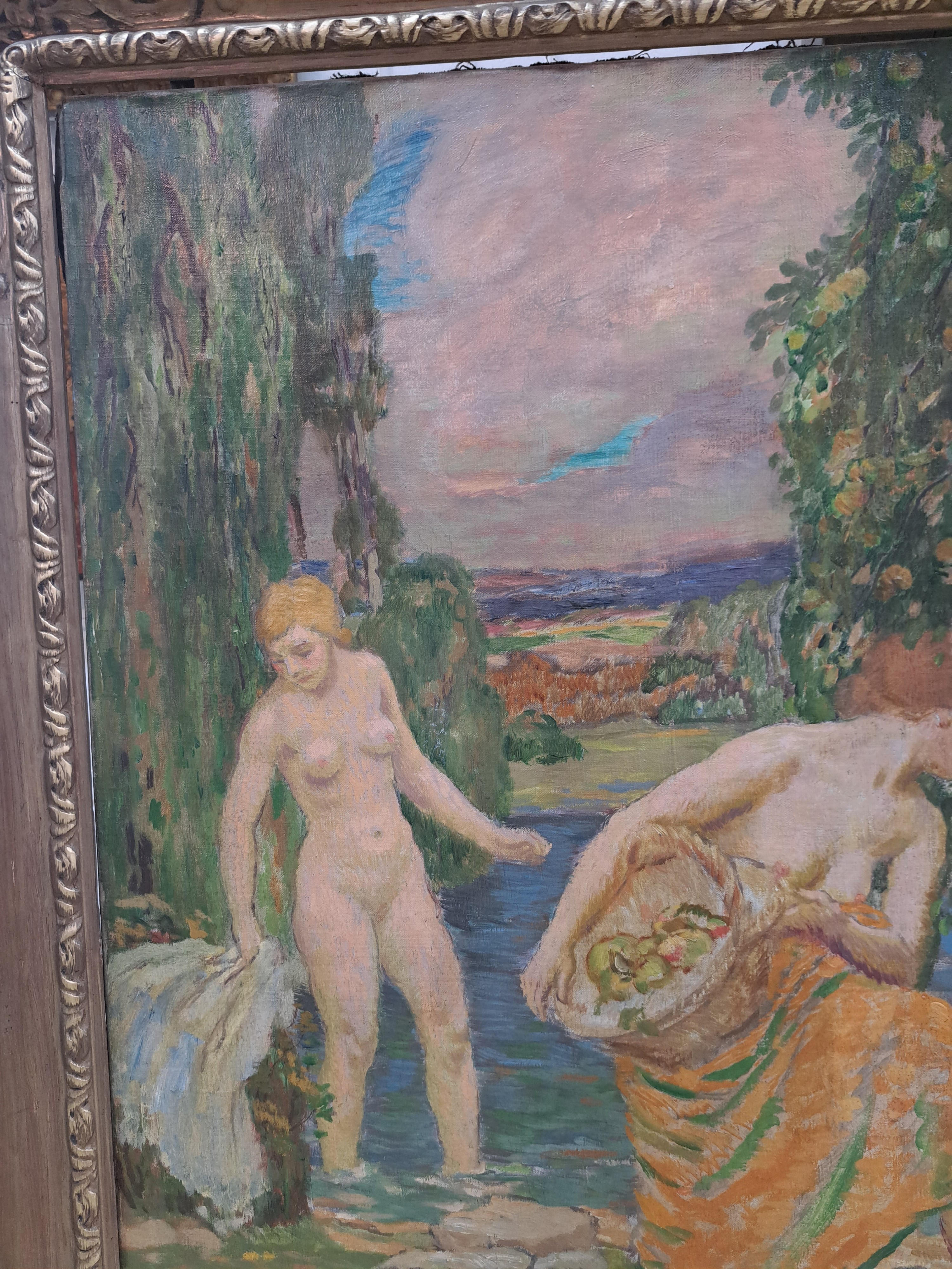 Detail a: Karel Spillar, 1871 Pilsen-1939 Prag, expressiv-realistische Figurengruppe aus 5 Akten und Halbakten in der Manier des Jugendstils, rechts oben ...