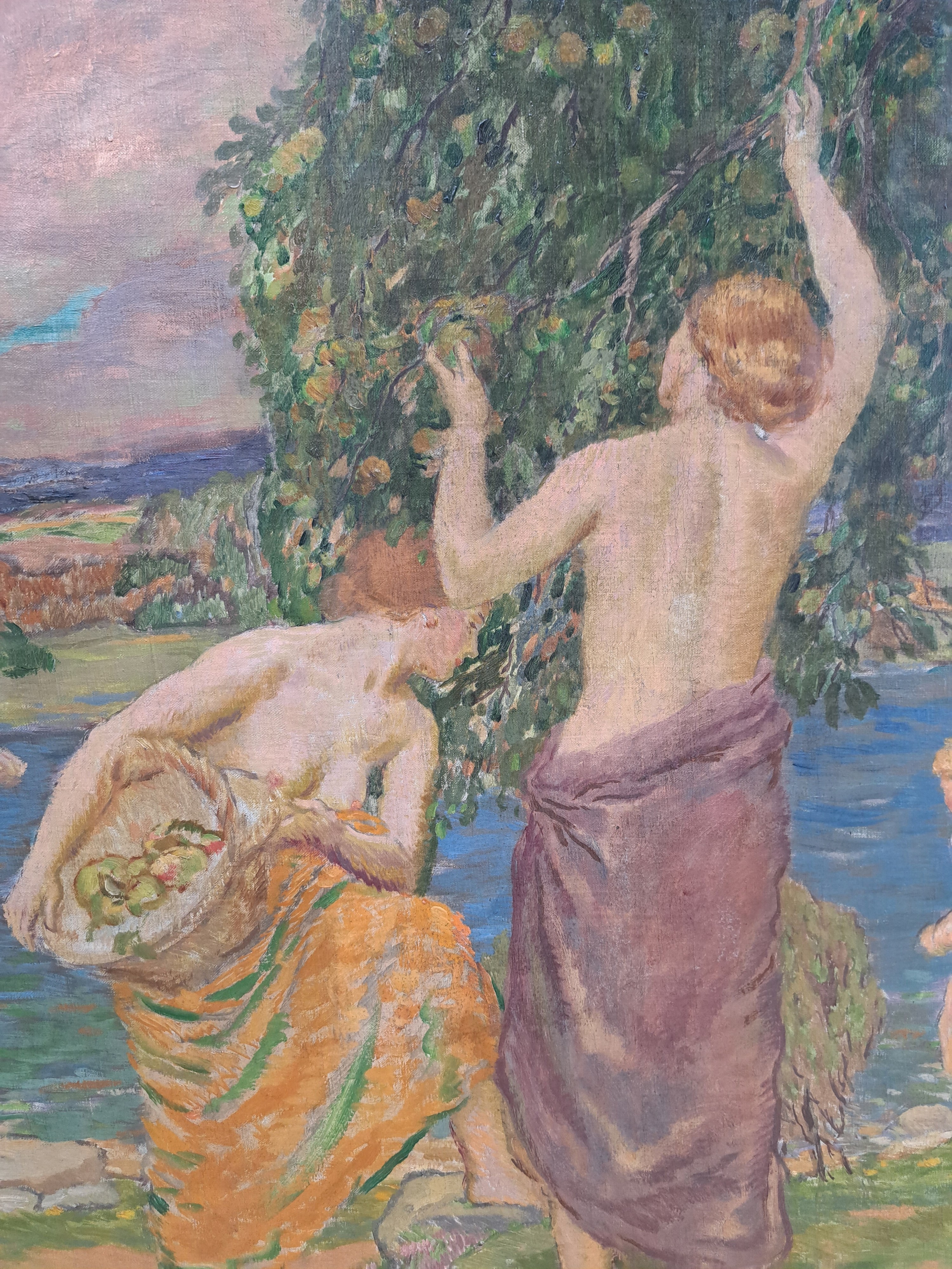 Detail b: Karel Spillar, 1871 Pilsen-1939 Prag, expressiv-realistische Figurengruppe aus 5 Akten und Halbakten in der Manier des Jugendstils, rechts oben ...