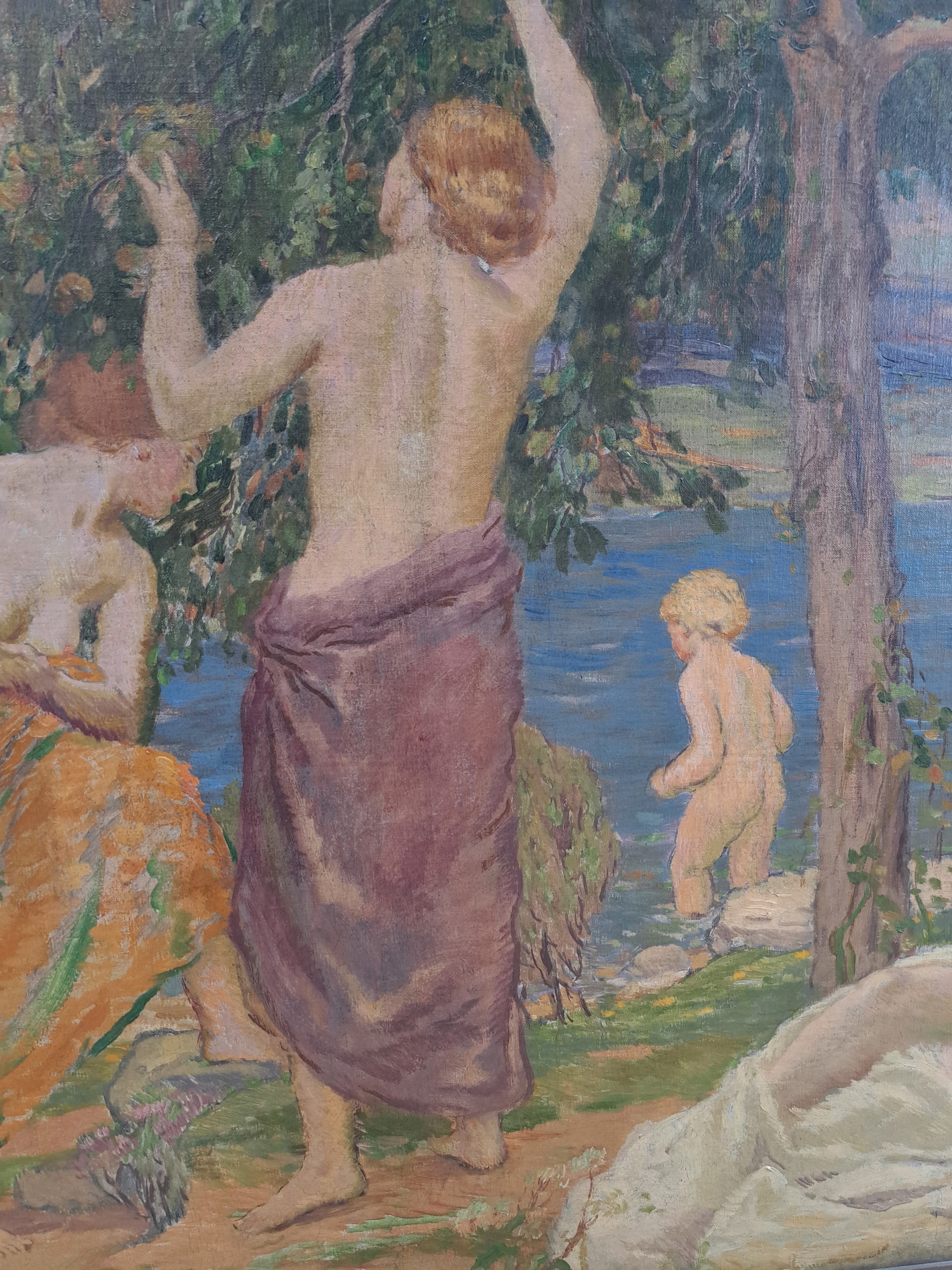Detail c: Karel Spillar, 1871 Pilsen-1939 Prag, expressiv-realistische Figurengruppe aus 5 Akten und Halbakten in der Manier des Jugendstils, rechts oben ...