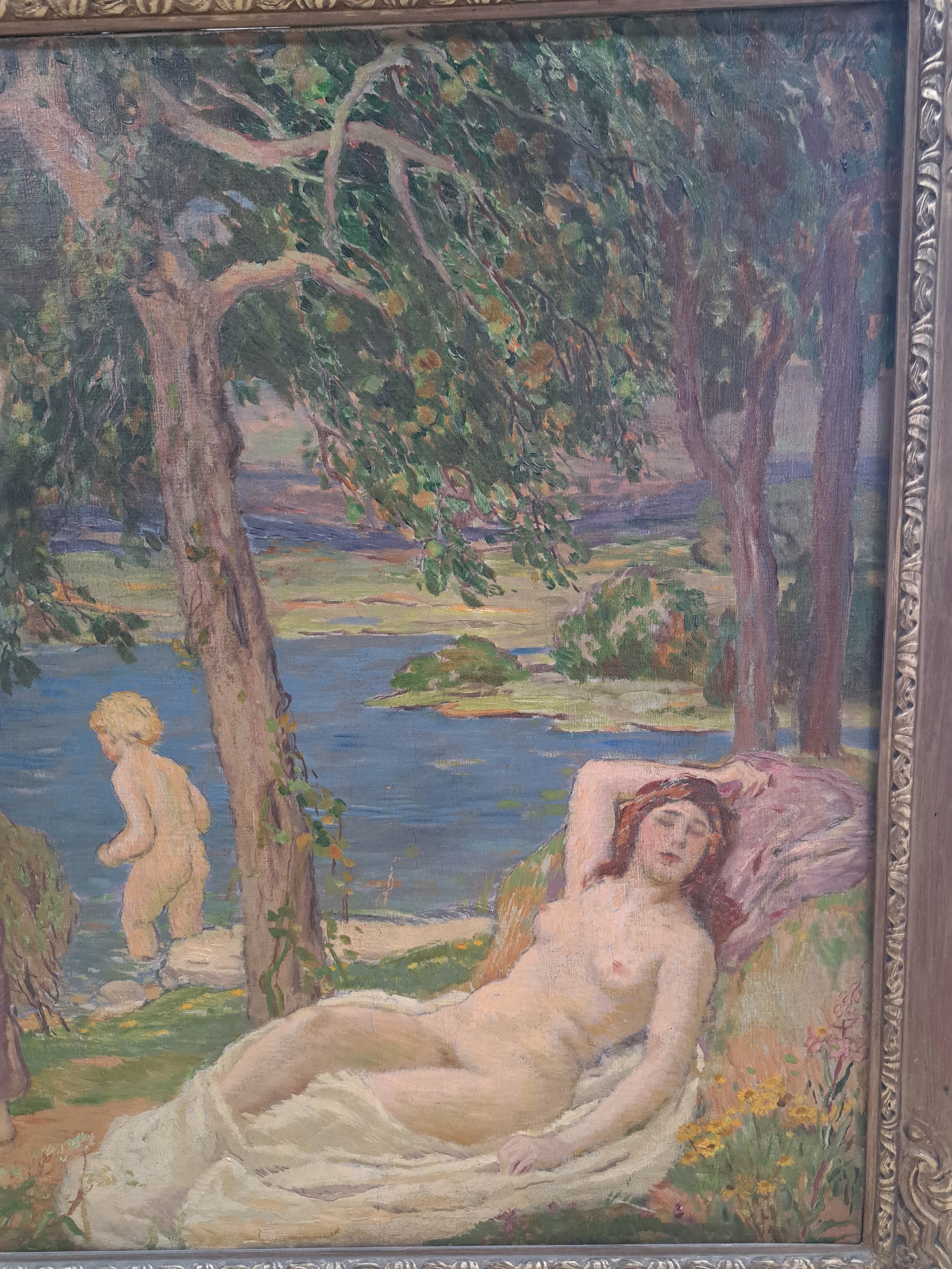 Detail d: Karel Spillar, 1871 Pilsen-1939 Prag, expressiv-realistische Figurengruppe aus 5 Akten und Halbakten in der Manier des Jugendstils, rechts oben ...