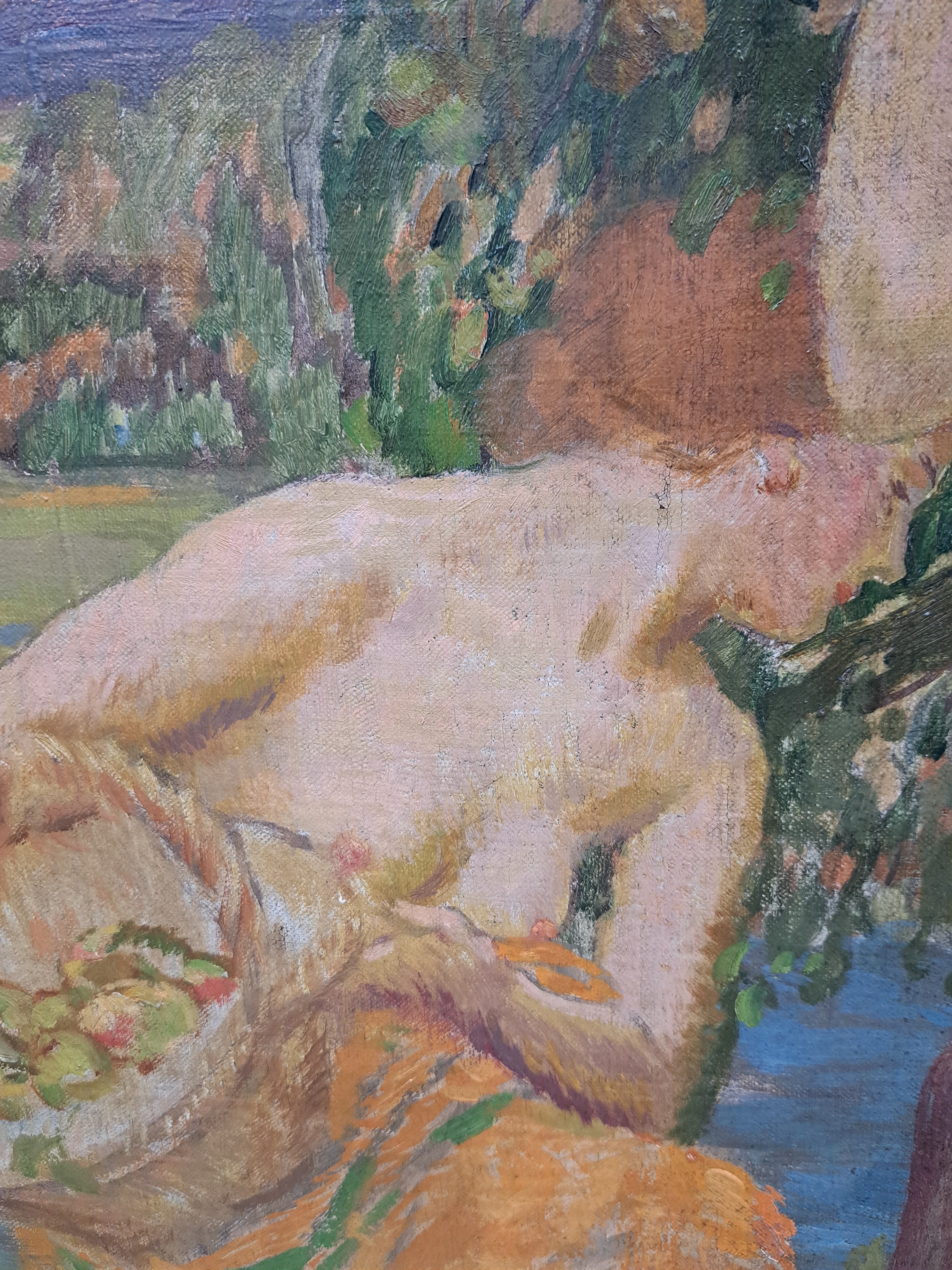 Detail f: Karel Spillar, 1871 Pilsen-1939 Prag, expressiv-realistische Figurengruppe aus 5 Akten und Halbakten in der Manier des Jugendstils, rechts oben ...