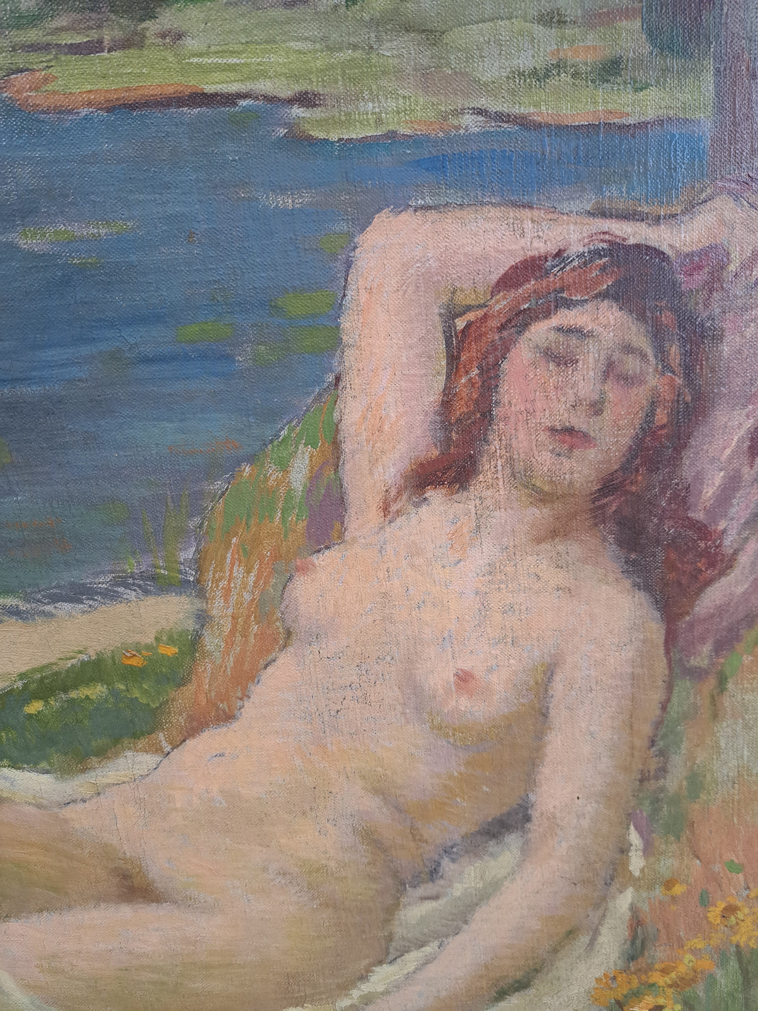Detail g: Karel Spillar, 1871 Pilsen-1939 Prag, expressiv-realistische Figurengruppe aus 5 Akten und Halbakten in der Manier des Jugendstils, rechts oben ...