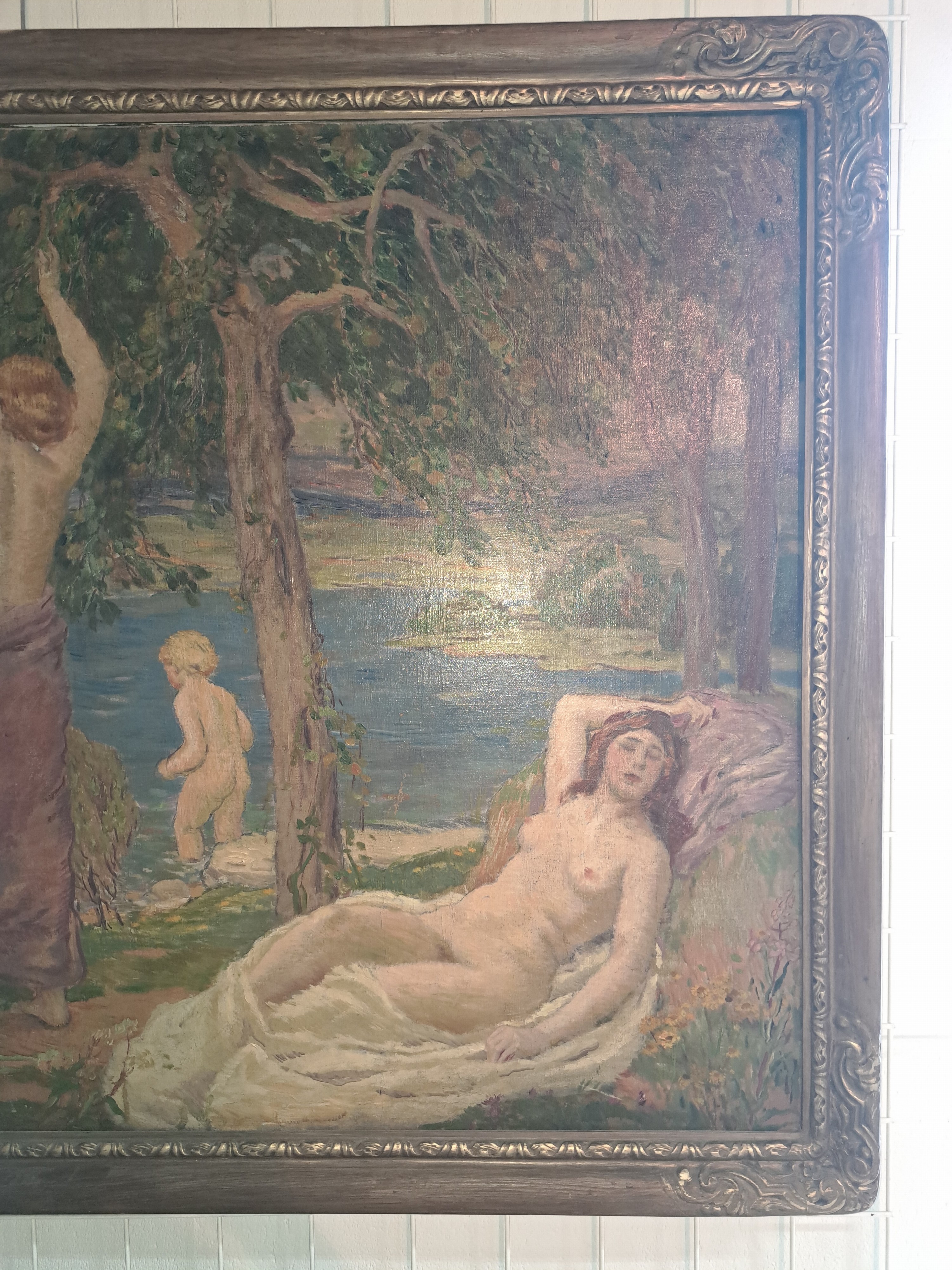 Detail h: Karel Spillar, 1871 Pilsen-1939 Prag, expressiv-realistische Figurengruppe aus 5 Akten und Halbakten in der Manier des Jugendstils, rechts oben ...