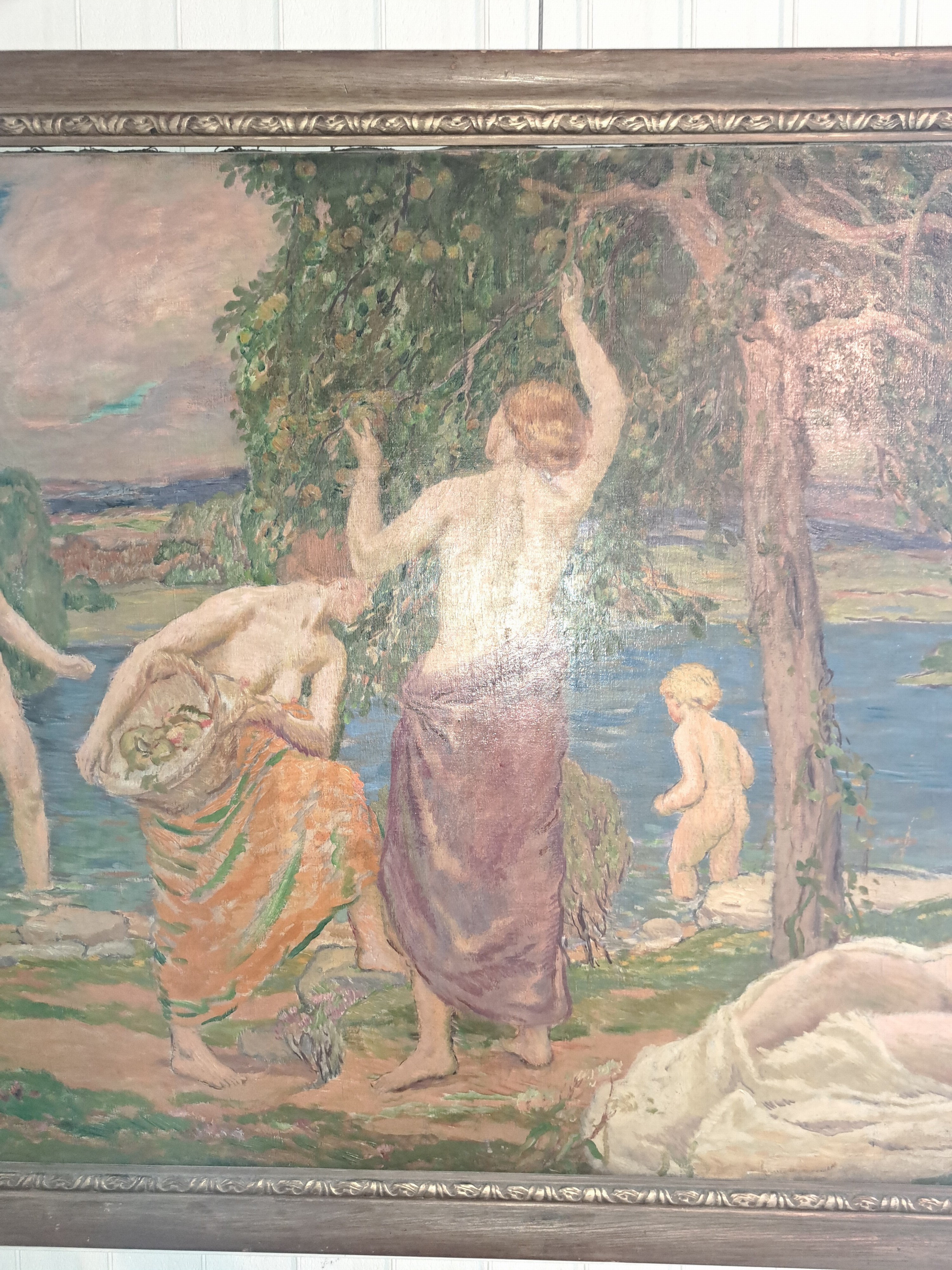 Detail i: Karel Spillar, 1871 Pilsen-1939 Prag, expressiv-realistische Figurengruppe aus 5 Akten und Halbakten in der Manier des Jugendstils, rechts oben ...