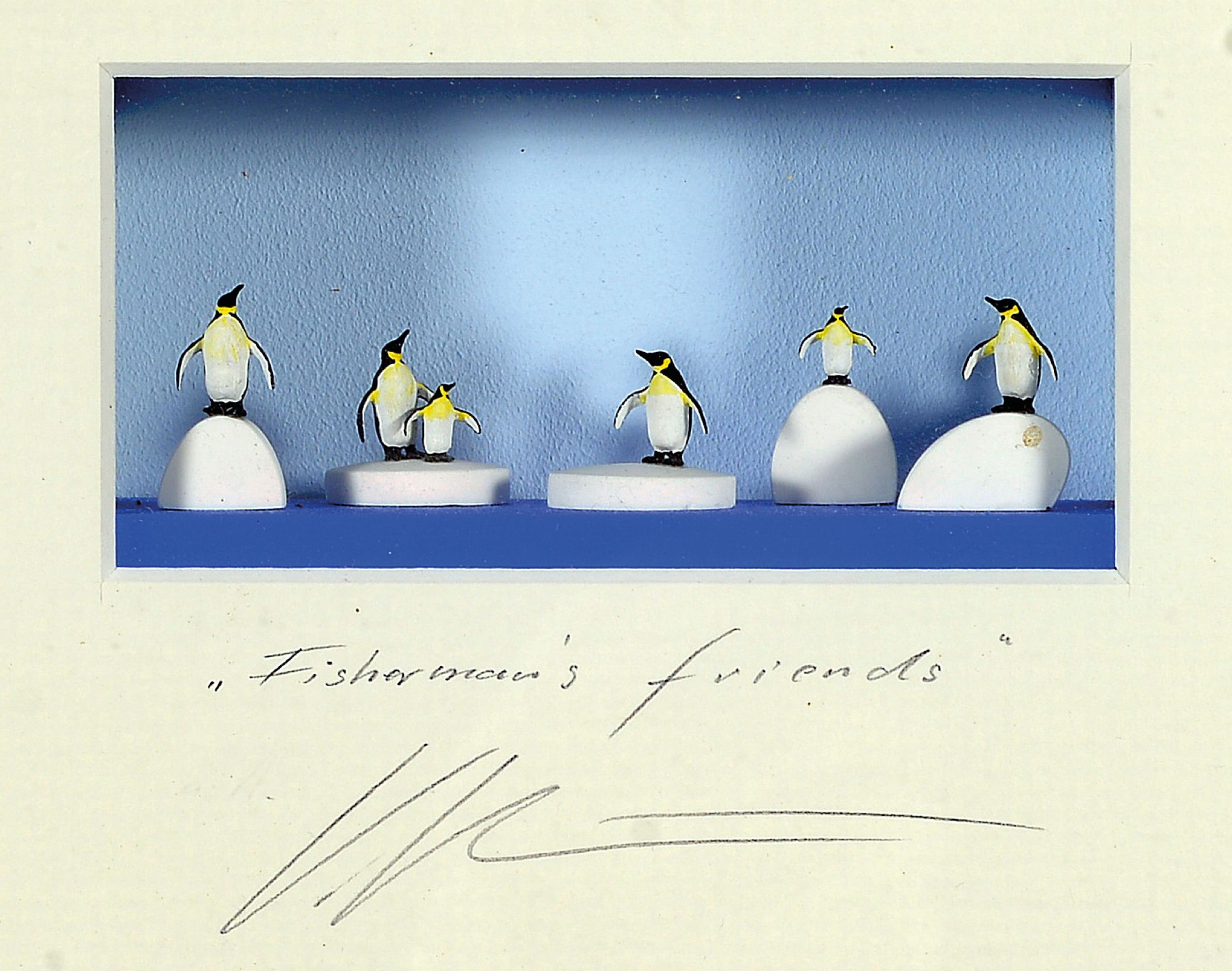 Image 27049566 - Volker Kühn, geb. 1948, ´Fisherman´s friends´, 3D-Objekt im Objektkasten hinter Glas, ...