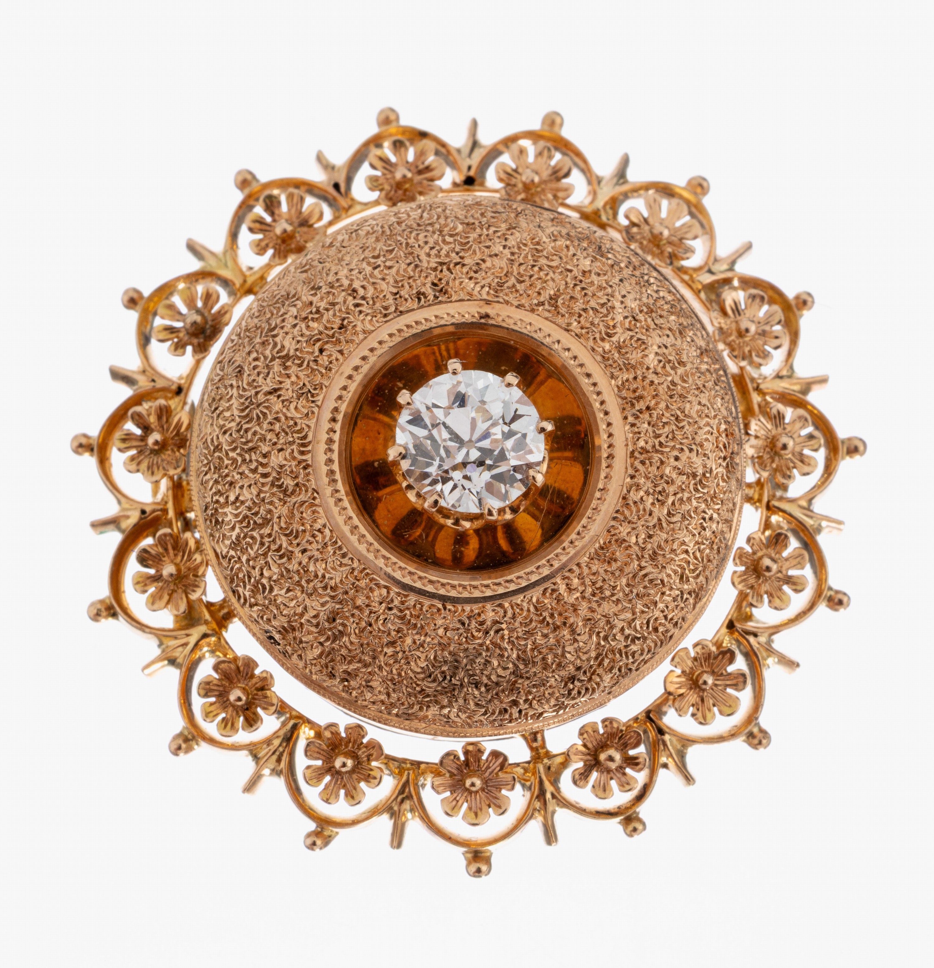 Image 27049598 - 14 kt Gold Diamant-Brosche, um 1880-1900, GG 585/000 gepr., sehr gute Verarbeitung, ...