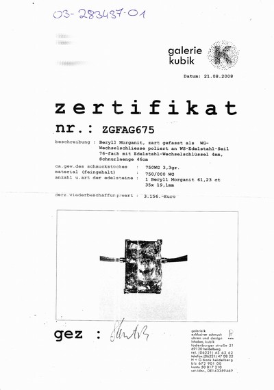 27049525a - 18 kt Gold Morganit-Brillant-Wechselschließe, WG 750/000, facett. und rohbelassener ...