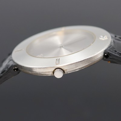 27049529d - BUNZ Platin Designer-Armbanduhr, Schweiz um 1995, quarz, 8-fach verschr. Gehäuse, ...