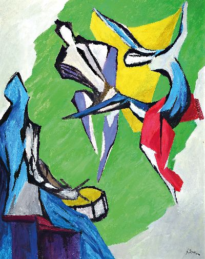 Image Gerd Jähnke, 1921-2005, ´Im Grünen´ so auf fragmentarischem Etikett bez., rechts unten ...