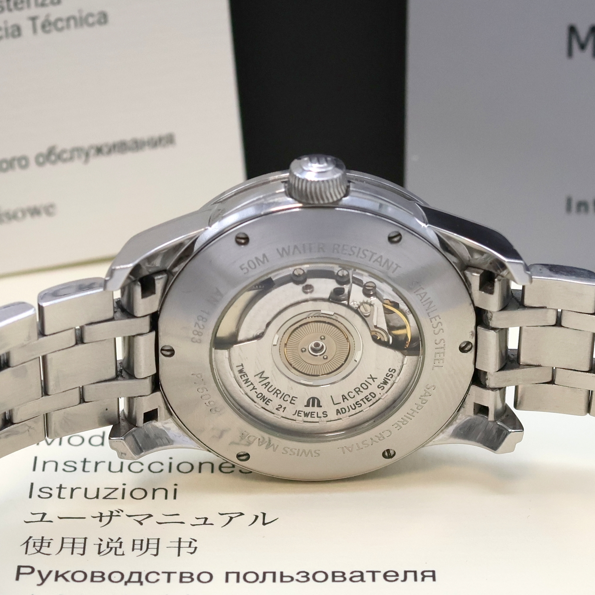 Detail d: MAURICE LACROIX Herrenarmbanduhr Serie Pontos Modell Grand Guichet GMT Referenz PT6098, Schweiz verk. lt. beil. Pap. 03/2009, Automatik, ...