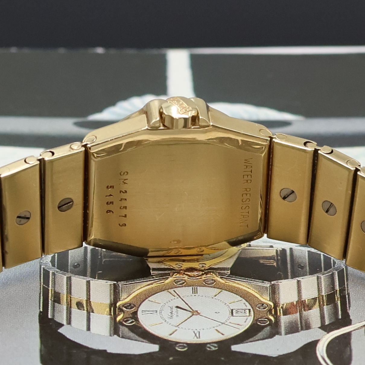 Detail e: CHOPARD St. Moritz Damenarmbanduhr in GG 750/000 Referenz 5156, Schweiz verk. lt. Pap. 12/1987, quarz, Monocoque-Geh. inkl. orig. Gliederband m. ...