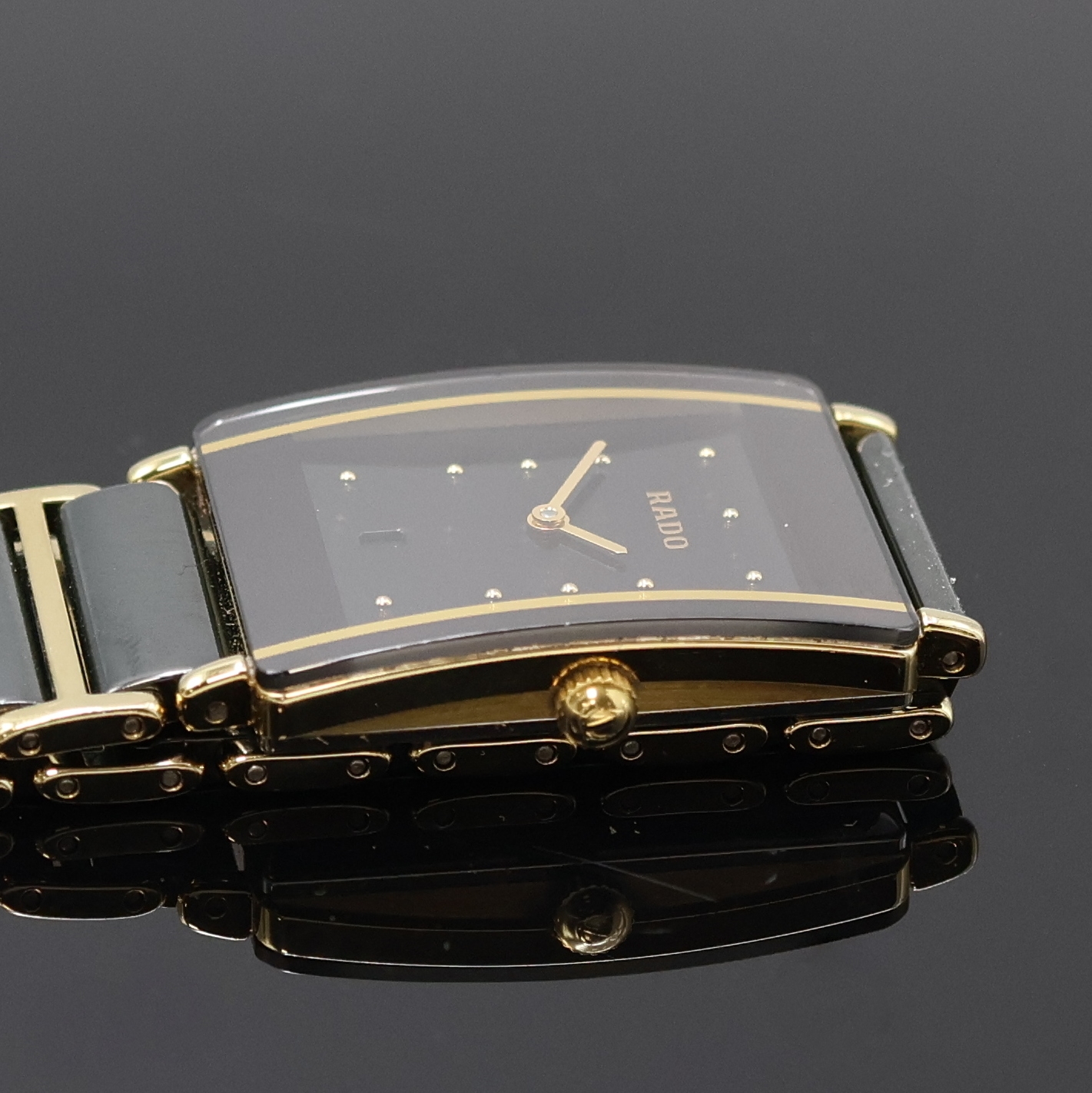 Detail c: RADO Diastar Armbanduhr Referenz 160.0381.3, Schweiz um 1995, quarz, verg. Geh., Stahlboden 4-fach verschr., orig. Keramikband m. dopp. Faltschl. in ...