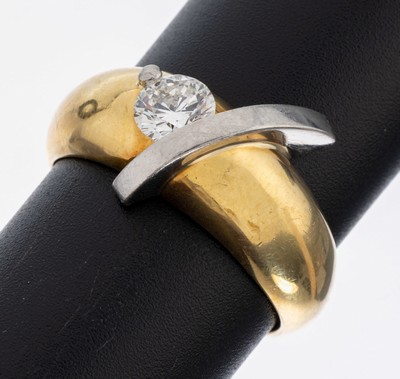Image 18 kt Gold Brillant-Ring, GG/WG 750/000, außergewöhnliche Gestaltung, Brillant ca. ...