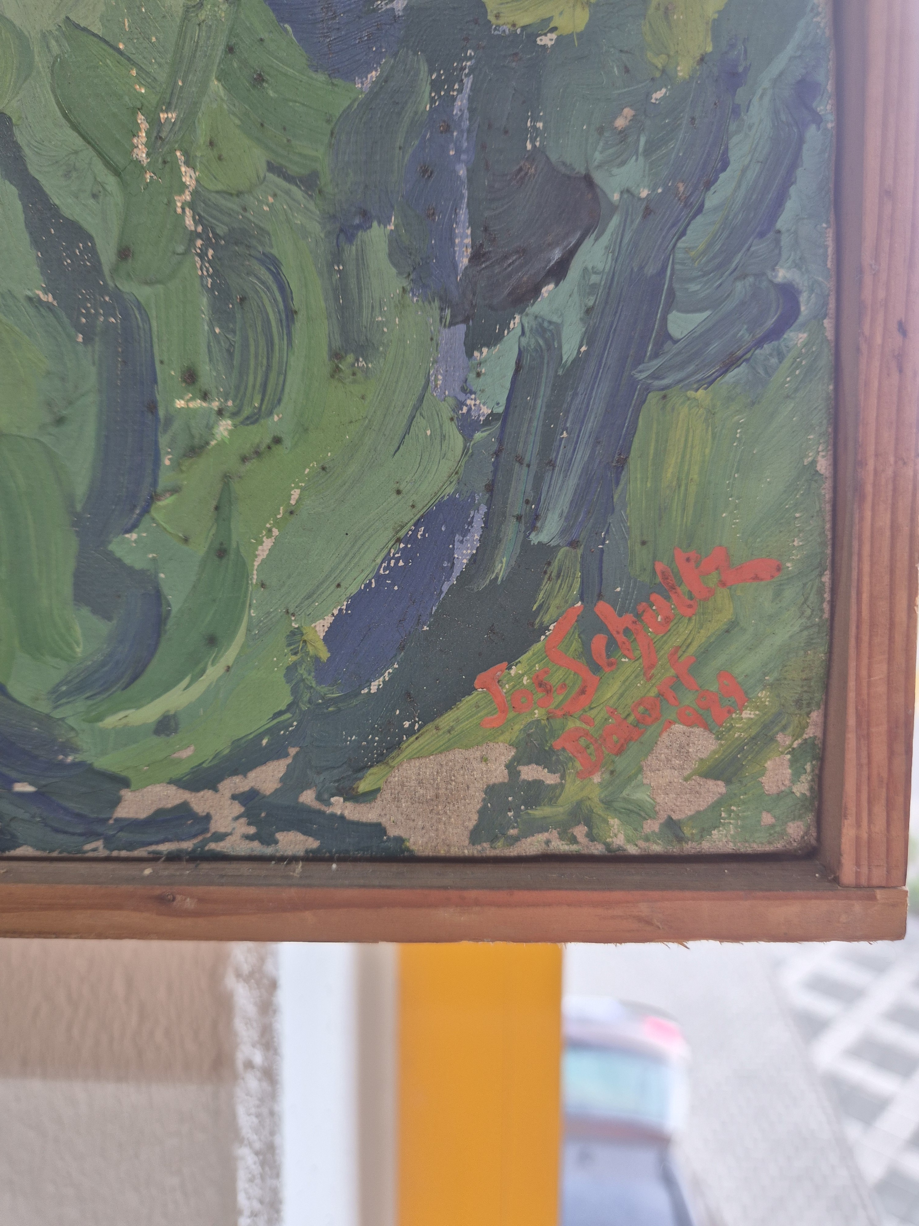 Detail c: Josef Schultz, 1872-1972 Düsseldorf, "Torbole (Gardasee)" so verso auf altem Etikett bezeichnet, rechts unten signiert und datiert 1929, ...