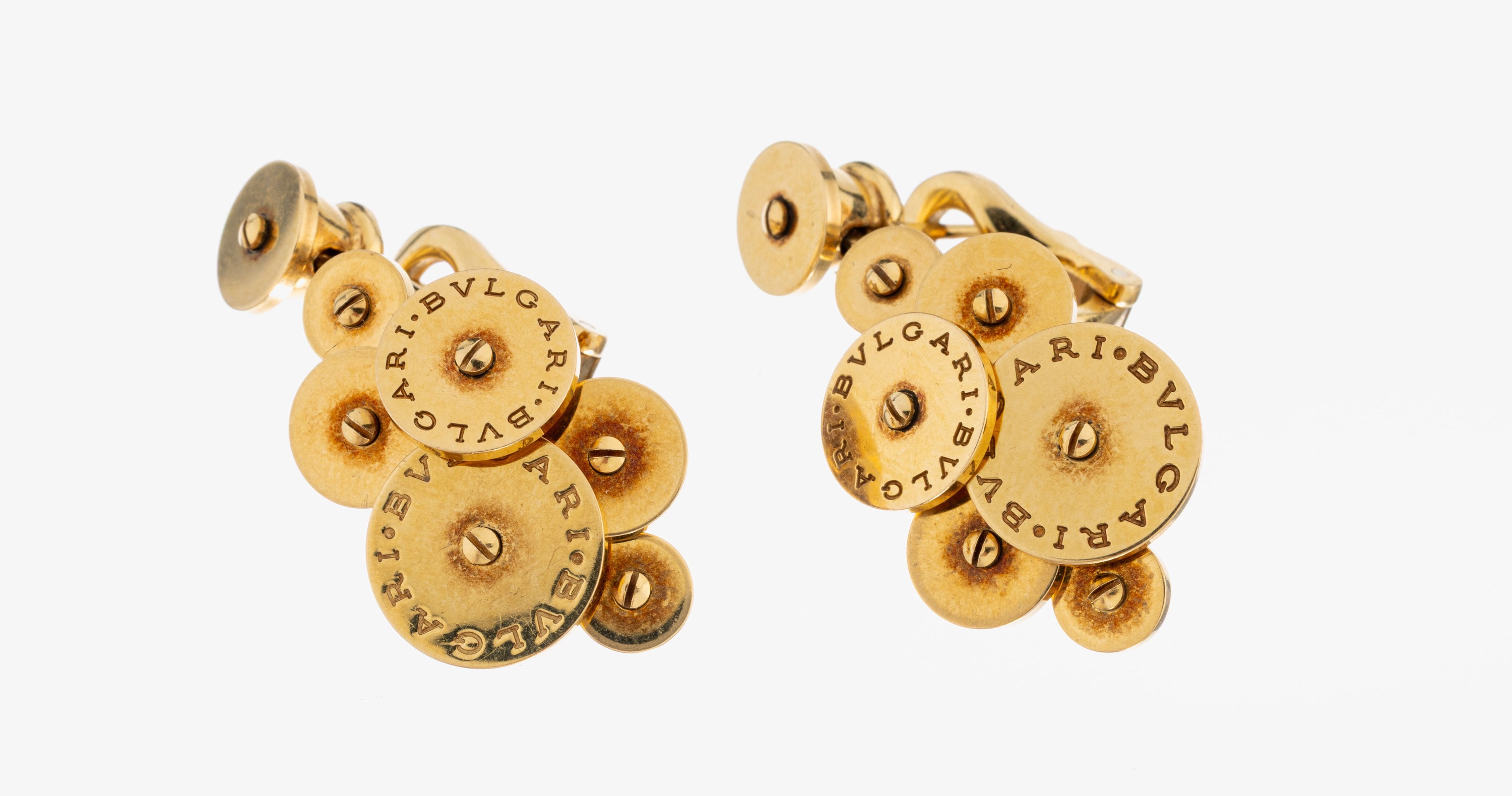 Image 27049980 - Paar 18 kt Gold BULGARI Ohrstecker, GG 750/000, Modell CICALDI, Scheiben drehbar, L. ...