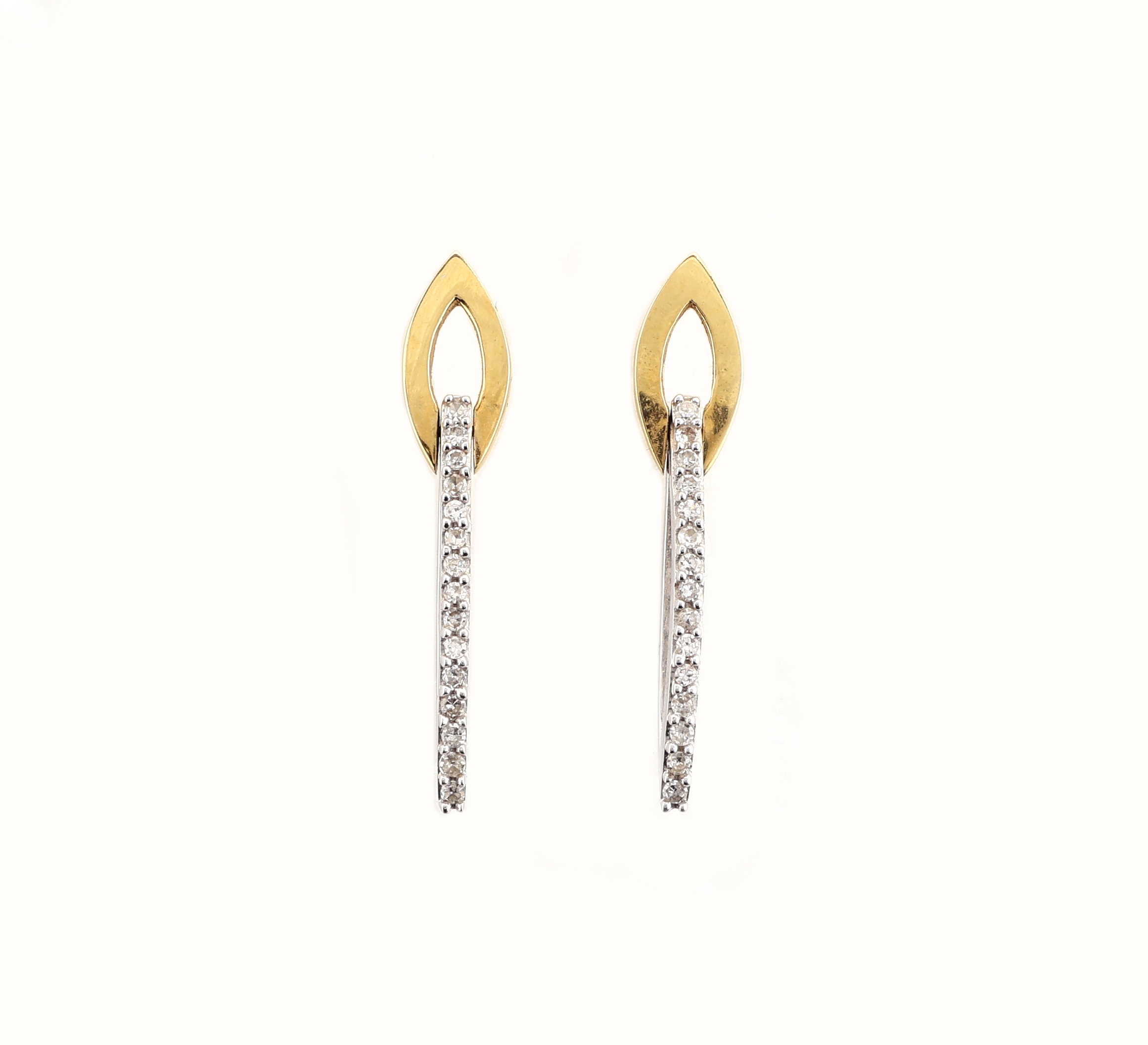 Image 27049984 - Paar 18 kt Gold Diamant-Ohrstecker, WG/GG 750/000, länglich bewegl., 30 8/8-Diamanten ...