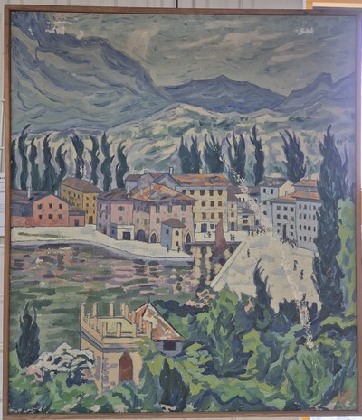 27049964a - Josef Schultz, 1872-1972 Düsseldorf, ´Torbole (Gardasee)´ so verso auf altem Etikett ...