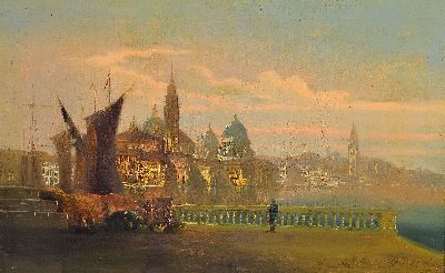 Image Unbekannter tschechischer Künstler des 19.Jh. , Ansicht von Venedig, bewegte ...