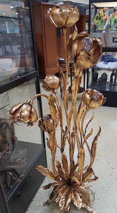 27049989b - Stehleuchte, Entwurf Hans Kögl, 1980er Jahre, wohl Modell 1771 H, 7 Brennstellen in ...