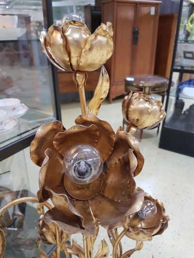 27049989d - Stehleuchte, Entwurf Hans Kögl, 1980er Jahre, wohl Modell 1771 H, 7 Brennstellen in ...